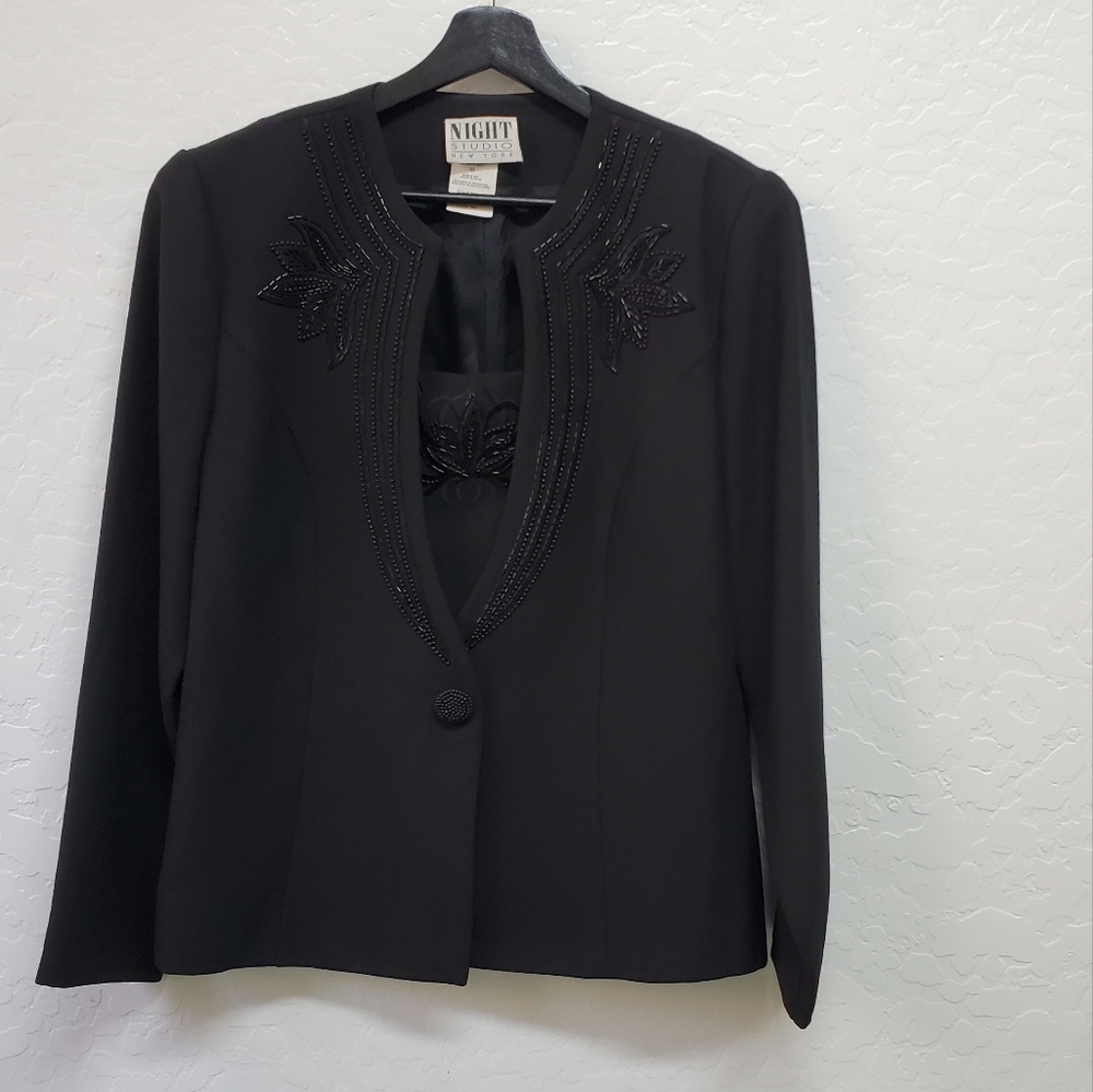 Night Studio New York Women's Jacket Blazer Black  Sequins Lined